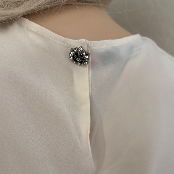 DOLCE & GABBANA Silk Black Lace Appliqué Crystal Embellished Cap Sleeve Blouse - Picture 11 of 17